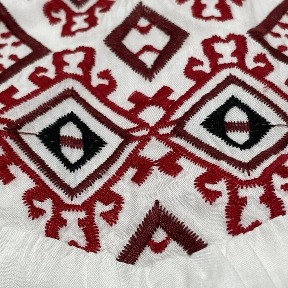 Grosy Blouse Women Size M White Vneck Embroidery Bohemian Boho Retro Peasants - Picture 8 of 12